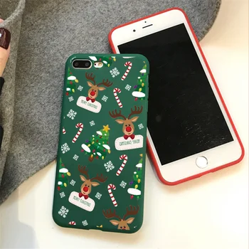 Kalėdų Elnių, Briedžių, Telefono dėklas Skirtas iPhone 7 8 6 6S Plius Santa Claus Matinis Dangtelis, Skirtas 