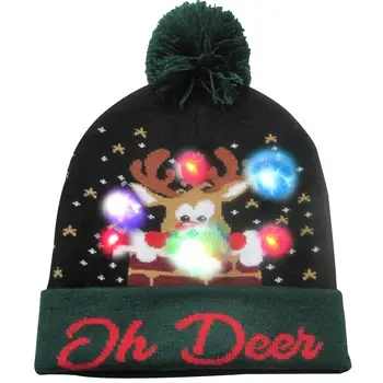 Kalėdų LED Žėrintis Kepurės Skrybėlės Šviesos Iki Naujųjų Metų Kepuraitė Megztinis Megztas Šviesą Megzti Skrybėlę Vaikas Suaugusiųjų Kalėdinis vakarėlis