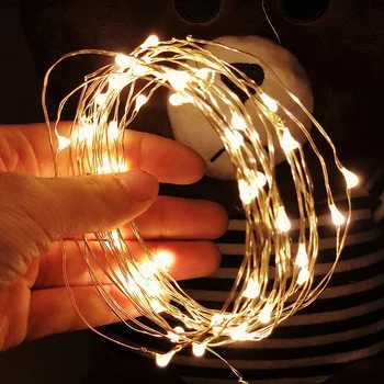 Kalėdų Pakabukas 1/2/3/5/10M Vario Viela, LED String Žibintai Namų Puošybai Kalėdų Dekoracijas Užuolaidos Dekoratyvinis Apšvietimas