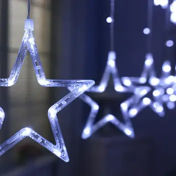 Kalėdų papuošalai šviesos diodų (LED) Žvaigždė AC 220V / 3AA Baterijos Dėžutės, Šviesos, Žvaigždės Užuolaidų String naujieji Metai, naujametiniai Papuošimai namams