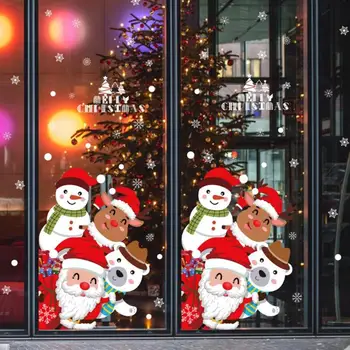 Kalėdų Sienų Lipdukai PVC Kalėdų Senelis Kalėdų Medžio Sniego Siena Menų Decal Dekoratyviniai Aksesuarai Kambarys Vitrina Stiklo