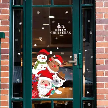 Kalėdų Sienų Lipdukai PVC Kalėdų Senelis Kalėdų Medžio Sniego Siena Menų Decal Dekoratyviniai Aksesuarai Kambarys Vitrina Stiklo