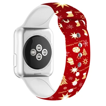 Kalėdų Silikono dirželis Apple Watch Band 44mm 40mm 38mm 42mm Už IWatch Serijos 6 5 4 3 2 1 Animacinių filmų Spausdinti Gumos Apyrankė