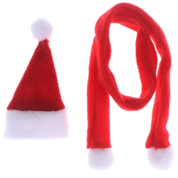Kalėdų Skrybėlę + Šalikas Lėlių Aksesuarai, Dekoro Lėlės Puikus Skrybėlę Miniatiūriniai Lėlių Geriausia Kalėdų Dovana Vaikams, Kūdikių Mergaitės