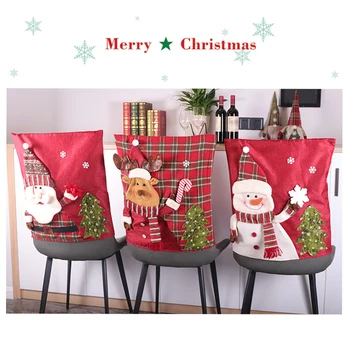 Kalėdų Stalo Dekoravimas Kėdė Padengti Santa Claus Sniego Elnių Valgomojo Kėdės, Užvalkalai, Kalėdos Šalis Dekoro Prekes