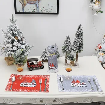 Kalėdų Stalo Užtiesalai Heatproof Medžiaga Kalėdų Virtuvės Puošmena Placemat Briedžių Medžio Lentelė Kilimėlis Kalėdinė Dekoracija