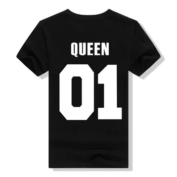 Karalius Ir Karalienė Laišką, Print T Shirt Pora Trumpas Rankovės O Kaklo Laisvus Marškinėlius 2020 M. Vasarą Moterys, Marškinėliai, Topai Camisetas Mujer