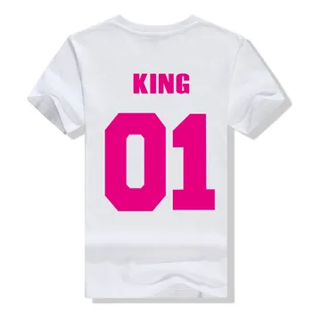 Karalius Ir Karalienė Laišką, Print T Shirt Pora Trumpas Rankovės O Kaklo Laisvus Marškinėlius 2020 M. Vasarą Moterys, Marškinėliai, Topai Camisetas Mujer