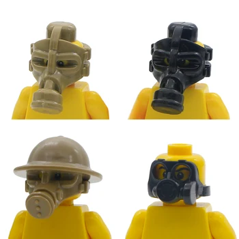 Kareivis WW2 Kaukės SS Plytos, Statyba Blokai dujokaukės Karinės Priedai Stiklo Šalmas SWAT Policijos Žaislai Suderinama Armijos Ginklu