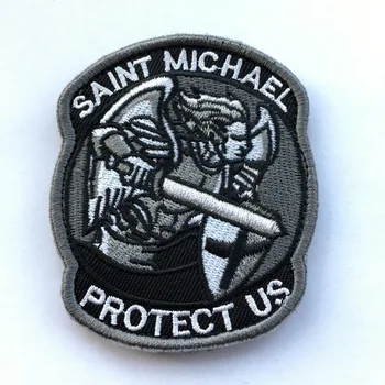 Karinės pleistras Saint Michael Apsaugoti Mus Išsiuvinėti Pleistrai Kampas Raištį Emblemos Drabužiai, krepšiai su Hook & Loop