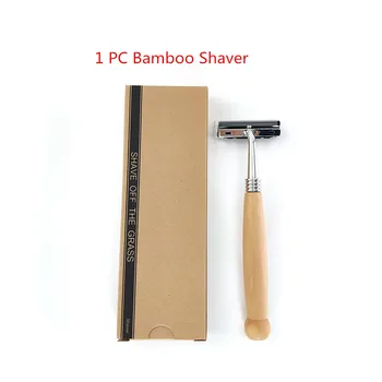 Karšto 10vnt Aukštos kokybės Natūralaus bambuko rankena barzdaskutė Unisex tvaraus razor tinka visiems, skustuvų peiliukai Medinė rankena