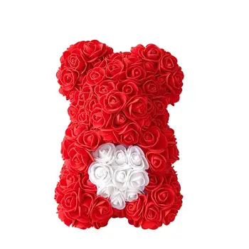 Karšto 25cm Dirbtinių Rožių Širdies Meškiukas Rankų darbo Lokys Rožės Valentino Diena Dovana