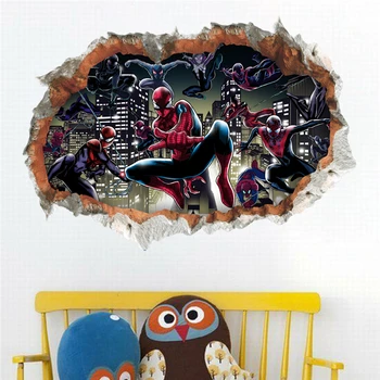 Karšto 3d skylę žmogus-voras sienų lipdukai vaikams kambariai namų dekoro animacinį filmą 
