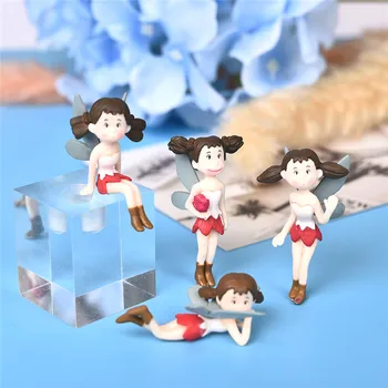 Karšto 4Pcs/Set Pasakų Sodo Figūrėlės Miniatiūriniai Hayao Miyazaki Angelas Merginos Dervos Amatų Ornamentu Nykštukai Moss Terariumai Apdaila