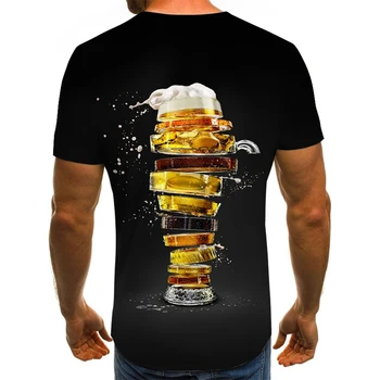 Karšto markės dizaino Alaus 3D spausdinimo vyrų marškinėlius mados Vasaros trumpomis rankovėmis Animacinių filmų cool marškinėliai Juokinga o-kaklo grafinis t marškinėliai