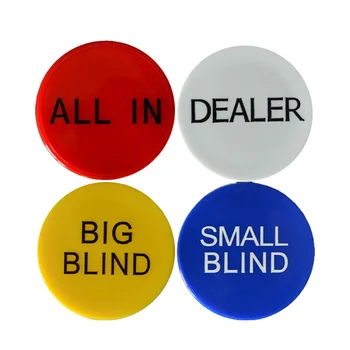 KARŠTO PARDAVIMO 4PCS/SET Melamino Plastiko Apvalios Pardavėjo monetas, SMALL BLIND, BIG BLIND Visi PARDAVĖJO Texas Poker Chip Set Monetos, Sagos Žaidimas