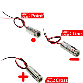 Karšto Pardavimo 650nm 5mW Raudonojo Taškas / Linija / Cross Lazerio Modulis Galvos Stiklinis Lęšis Focusable Pramoninės Klasės