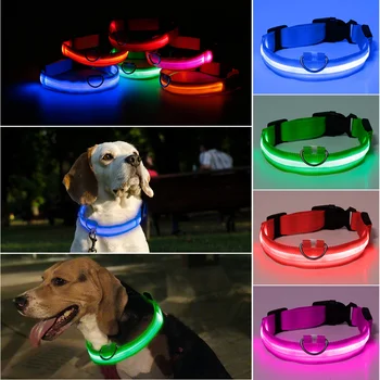 Karšto Pardavimo Mirksi Žėrintis Perlas Šviesos diodų (LED) Naminių Šunų Antkaklis Reguliuojamas Mažų Gyvūnėlių Šviesos Saugos Apykaklės prekės Produktus Šuo Šviesos