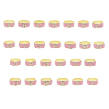 Karšto pardavimo spalvinga moterų Raidės A-Z raidę, dantytais žiedais lady dalyvavimas juosta papuošalai iš viso inicialai 26 Abėcėlės nustatyti punk