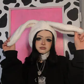 Katytė Skrybėlę Minkštas Pliušinis Bžūp Ilgas Ausis Žiemos Šalies Kostiumų Triušis Bžūp Apdangalai, White Rabbit Moterų Skrybėlę