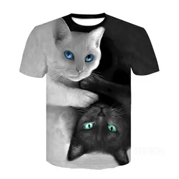 Katė kūdikių trumparankoviai marškinėliai vyrams ir moterims 3D spausdinimo pet T-marškinėliai vyrams ir moterims vasaros viršūnes atsitiktinis paprastas stilius