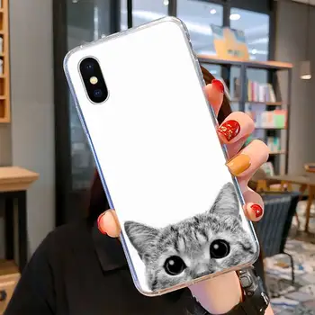 Katė Mielas Kačiukas Catling Telefono dėklas, Skirtas Iphone 5 6 7 8 11 Plius XR X XS MAX SE2020 iPhone 11PRO Skaidrus Atveju