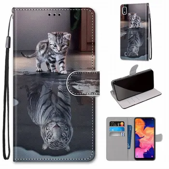 Katė, Tigras Vaikams Mielas Flip Case For Huawei Honor 20 Lite V20 10 9 8 Lite 20i 10i 9i 8A 8C 8X 8S Y5 Vilkas Animacinių filmų Padengti Piniginės D08F