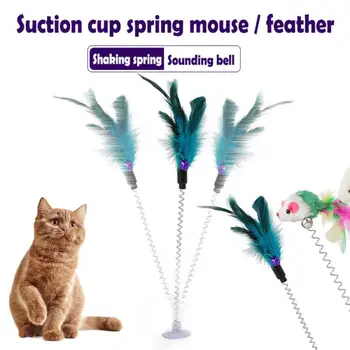 Katė Žaislas Įvairiaspalvis Siurbtuką Bell Pavasario Pelės Pavasario Plunksnų Naminių Kačių Žaislas Interaktyvus Prekių Kačiukas Kačių Reikmenys