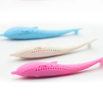 Katė Žuvies Formos Šepetėlis Su Katžolių, Pet Ekologiškas Silikono Molinis Stick Dantų Valymas Žaislas Katėms