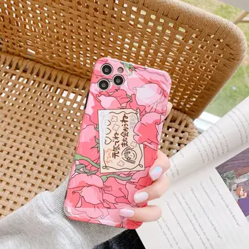 Kawaii Japonijos Energingai mergaitėms, Rausvos Gėlės 3D mielas Telefono dėklas Skirtas iPhone 11 Pro Max XR Xs Max X 7 8 Plius case Silikoninis Galinio Dangtelio