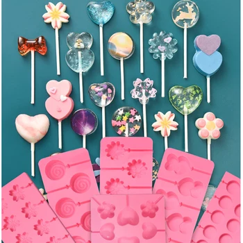 Kepkite bakeware priemonė padengia lolipops torto formos Apvalus Širdies Silikono saldainis pelėsių Gėlių, saldainių, šokolado liejimo formos tortas dekoravimo forma