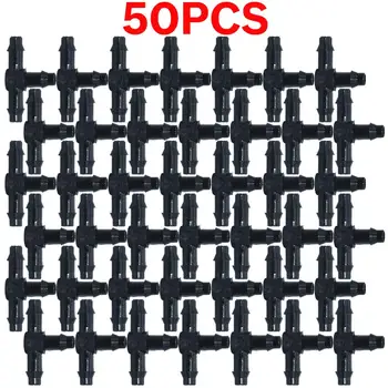 KESLA 50PCS Plastiko Spygliuota 3-Way TEE Jungtis 4/7mm Vamzdelis Laistymo Vamzdis, Žarnos, Movos, Micro Lašelinė Drėkinimo Sodo Įrankiai