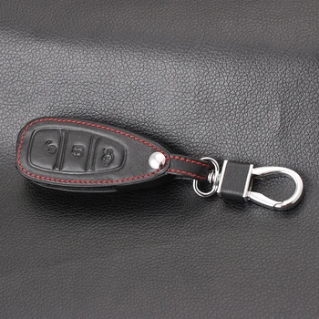 Keychain 3 Mygtuką, Oda Automobilių Klavišą Atveju Fob Klavišą Padengti Ford Focus 3 MK3 MK4, C-Max, Mondeo 