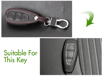 Keychain 3 Mygtuką, Oda Automobilių Klavišą Atveju Fob Klavišą Padengti Ford Focus 3 MK3 MK4, C-Max, Mondeo 