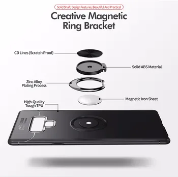 KEYSION Prabangus Žiedas Savininkas Telefono dėklas, skirtas Samsung Galaxy Note 9 Magnetinio Automobilį Stovėti Minkšto Silikono Matinis Dangtelis Note9 Atveju Rubisafe
