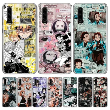 Kimetsu Nr. Yaiba Demon Slayer Anime Telefoną Atveju Huawei P40 30 P20 Mate 30 20 10 Pro P10 Lite P Smart Z + 2019 Dovana Coque Cov
