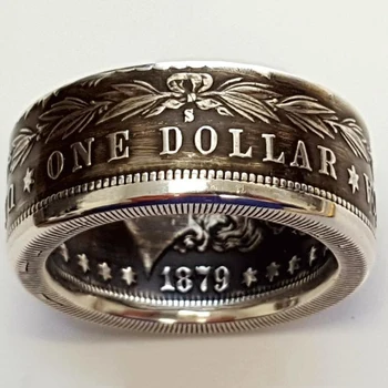 Klasikinis Jungtinių Amerikos Valstijų Monetų Žiedai Vyrams, Metalo, Derliaus Šalis, Žiedai 1879 1896 Doleris Piršto Žiedą Kokteilis Papuošalai
