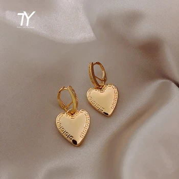 Klasikinis meilės persikų širdies šviesą Honkongo Stiliaus Aukso Auskarai 