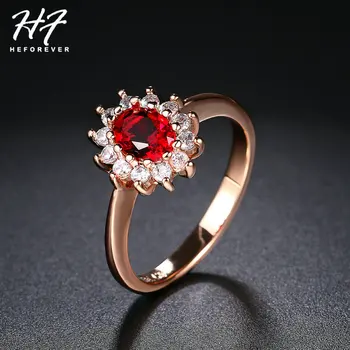 Klasikinis Raudonas Kristalas Vestuviniai Žiedai Moterims Rose Aukso Spalvos AAA CZ Kristalų Vestuvinis Žiedas bižuterijos R187 Kalėdų Dovana