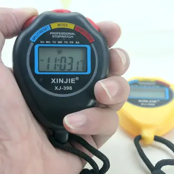 Klasikinis Skaitmeninis Profesionalių rankinių LCD Chronograph Sporto Chronometras, Laikmatis Sustoti Žiūrėti Su virvele 