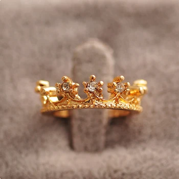 Klasikinis Vestuvių & Sužadėtuvių Crystal Crown &Lapų Žiedas 
