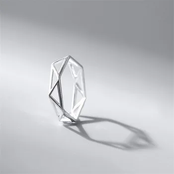 Korėjos Asmenybės Paprastas Sidabro Padengtą Geometrinis Žiedo Aukščio Atidarymo Žiedai Moteris Mados Juvelyrika