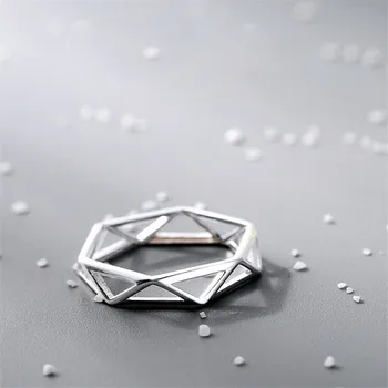Korėjos Asmenybės Paprastas Sidabro Padengtą Geometrinis Žiedo Aukščio Atidarymo Žiedai Moteris Mados Juvelyrika