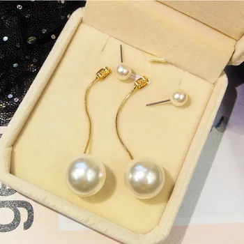Korėjos Asmenybės Perdėti imitacija, perlų Kabinti Tabaluoti Mados Stud Auskarai Elegantiškas restorano Išvengti Alergijos Auskarai