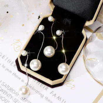 Korėjos Asmenybės Perdėti imitacija, perlų Kabinti Tabaluoti Mados Stud Auskarai Elegantiškas restorano Išvengti Alergijos Auskarai