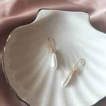 Korėjos Imituojamas Pearl Shell Auskarai Elegantiškas Aukso Spalvos Ilgą Lašas Auskarai Saldus 2019 Papuošalai Moterims, Pendientes Dovanos O4P730