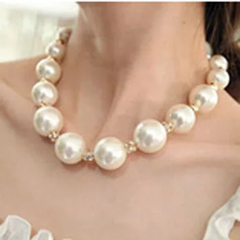 Korėjos Klasikinis Perlų Vėrinį apvalių perlų imitacija vertus-gręžtiniai Kamuolys Grandinės moterims