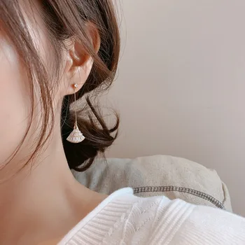 Korėjos Kristalų Ilgi Auskarai Moterims 2020 Naujų Papuošalų Subtilus Geometrinis Ventiliatoriaus Formos Earings Didmeninės