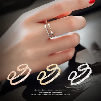 Korėjos Mados Sidabro Spalvos Kristalų Reguliuojamo Dydžio Žiedais, Moteris, Ponios Prabangūs Papuošalai Madinga Antikvariniai Žiedas Anillos