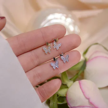 Korėjos Mielas Crystal Butterfly Auskarai Moterų, Mergaičių 2020 Naujas Mados Smeigės Auskarai Nustatyti, Paprastas Stilius Papuošalai